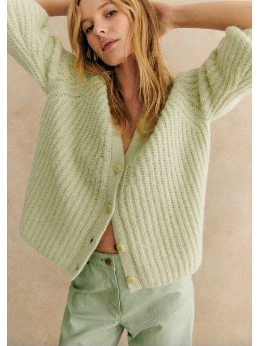Sezane Basile Cardigan Pastel Green